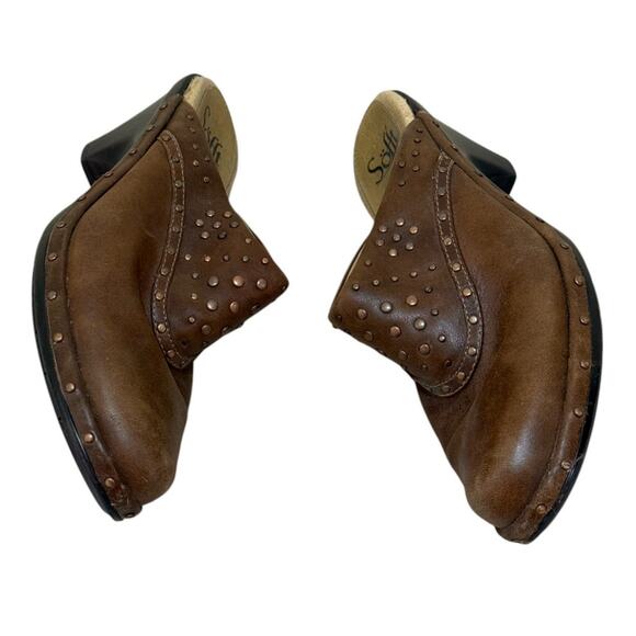 Sofft Mules Women 8 Brown Studded Leather Western‎ Slip On Casual Boho Outdoor - Picture 4 of 8